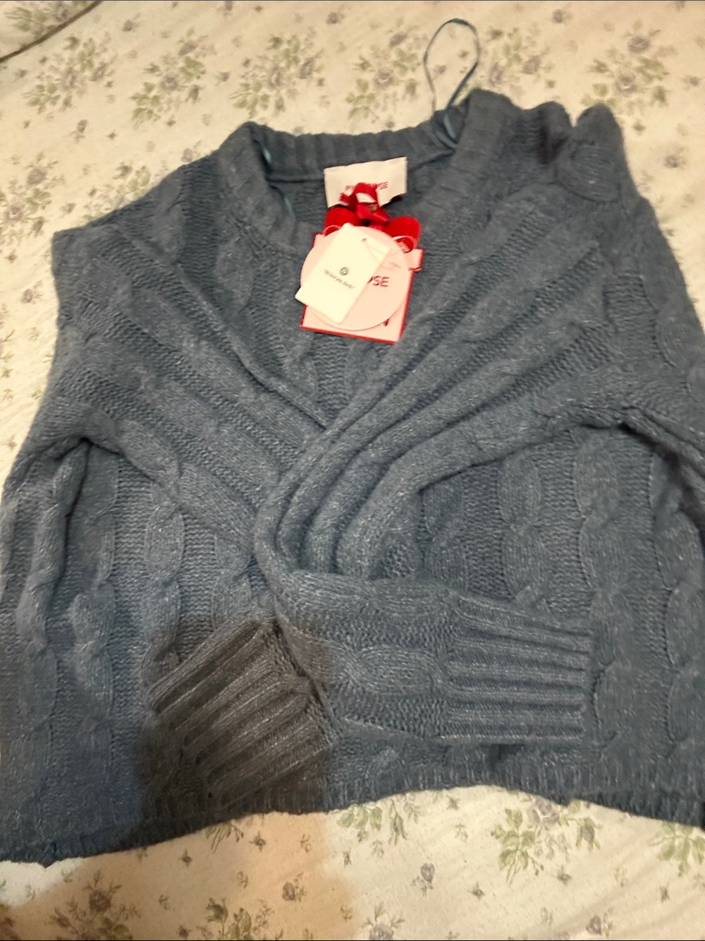Cozy Cable-Knit Wrap Sweater - Blue